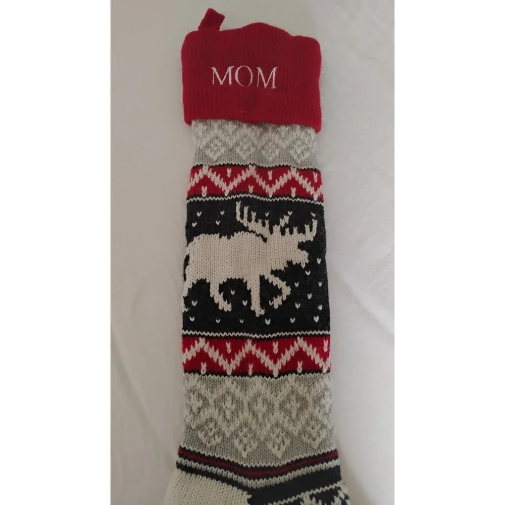Pottery Barn Kids Fair Isle Wool Christmas Stocking Monogramed Mom Cabin EUC